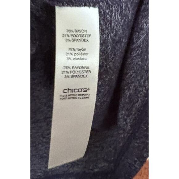 Chico’s Blue Fuzzy Cowl Neck Long Sleeve Knit Top with Pockets Size 2 (Large) - Picture 3 of 3